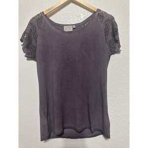 Anthropologie DANTELLE Women purple Lace Size L